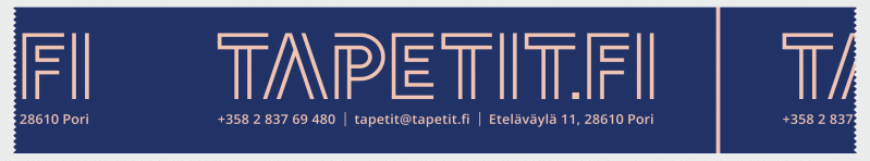 Painettu teippi kirkkaalle pohjalle yhteystiedoilla