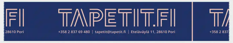 Painettu teippi kirkkaalle pohjalle yhteystiedoilla
